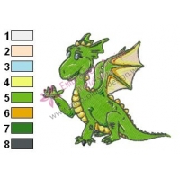Green Baby Dragon Embroidery Design